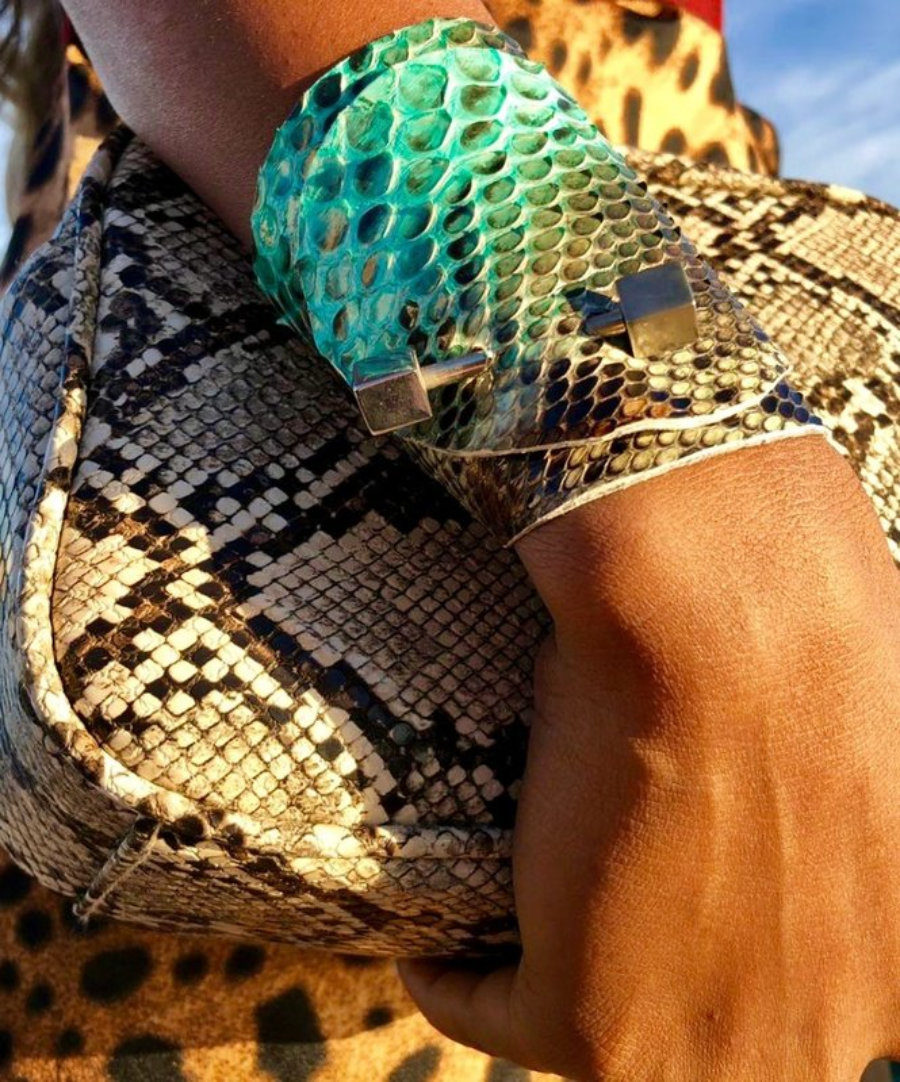 Brown turquoise python bracelet