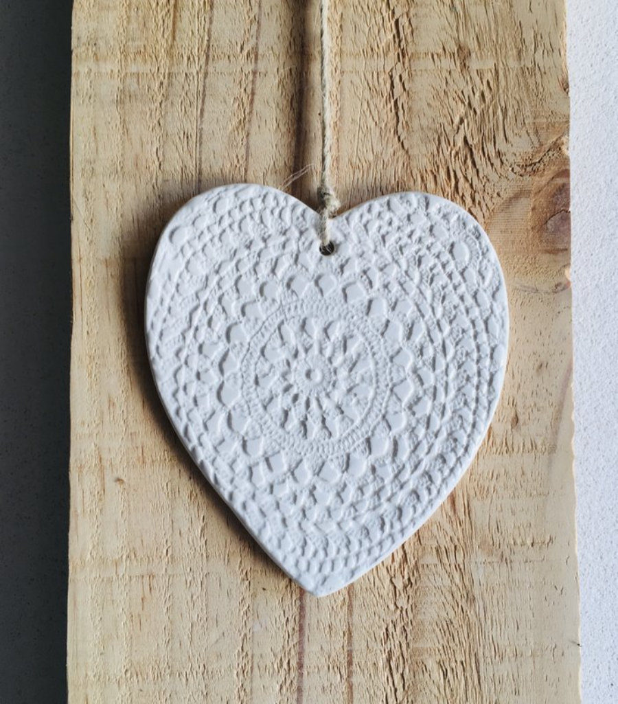 Corazón turquesa decoración de pared, cerámica artesanal ibiza