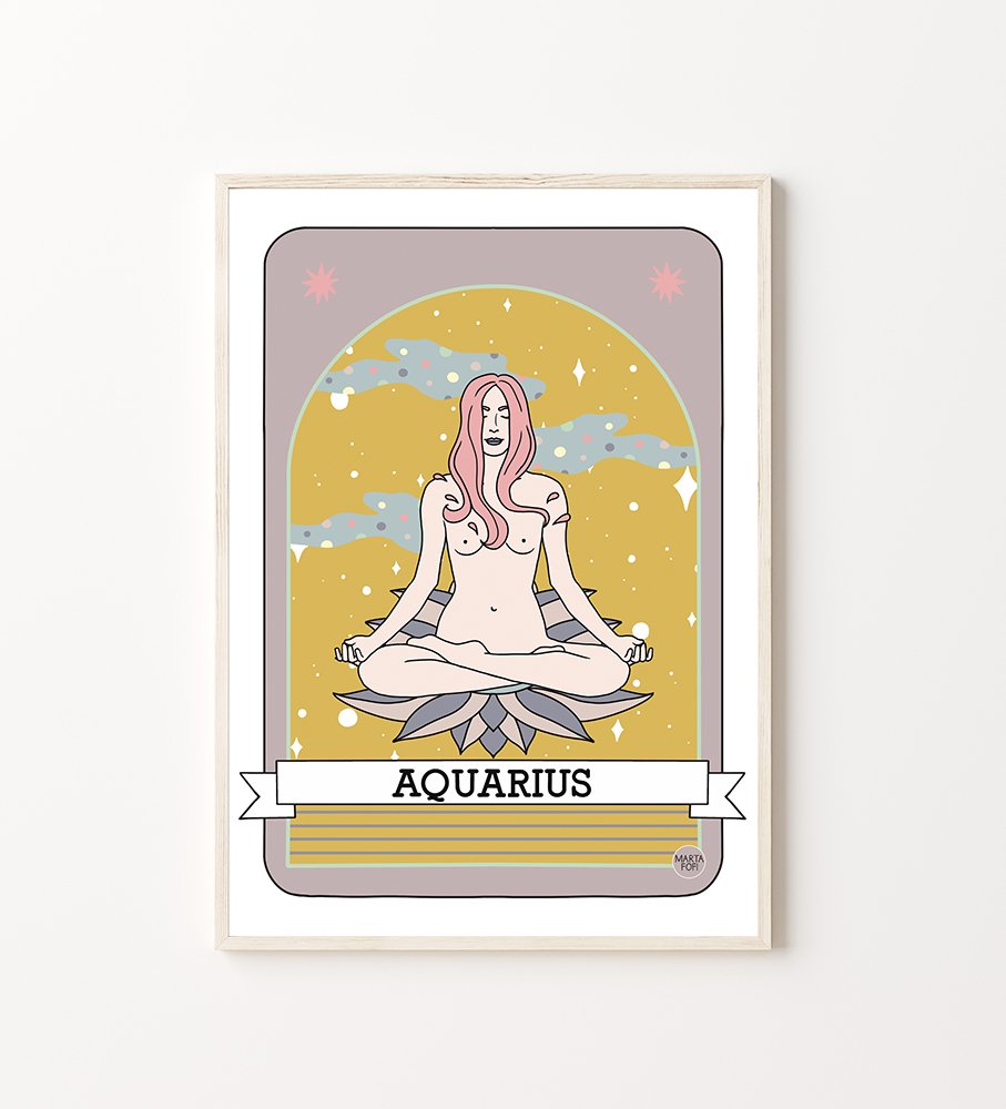 Ilustración Astro Yoga: Acuario