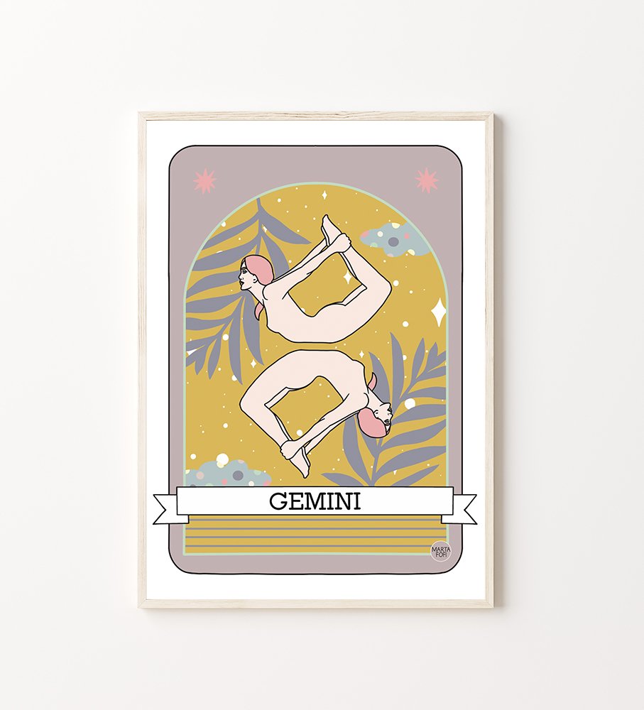 Wall Art Print Zodiac Yoga: Geminis