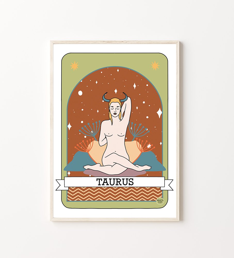 Wall Art Print Zodiac Yoga: Taurus