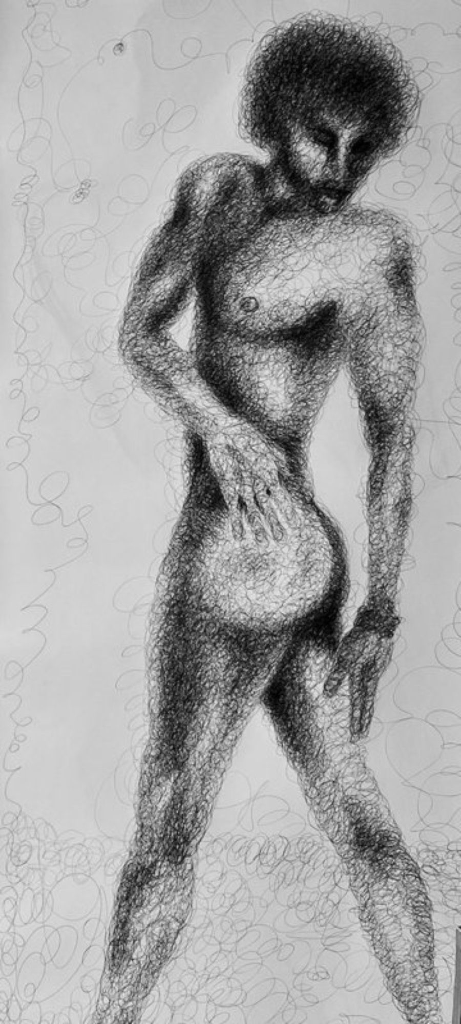 “Pierre“ - male nude, ink on paper 86 x 185 cm