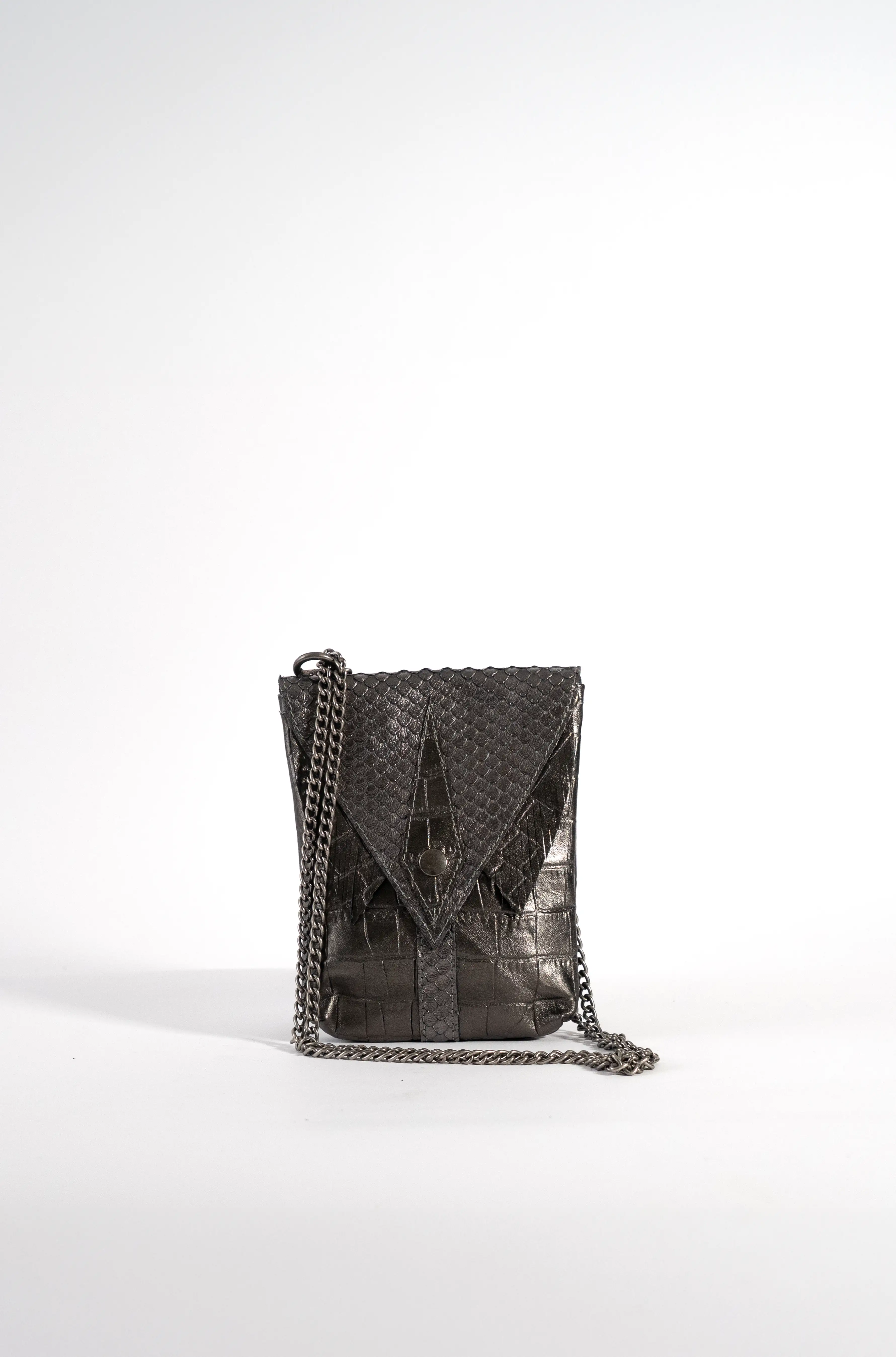 Bolso Pequeña Gris Metalizado