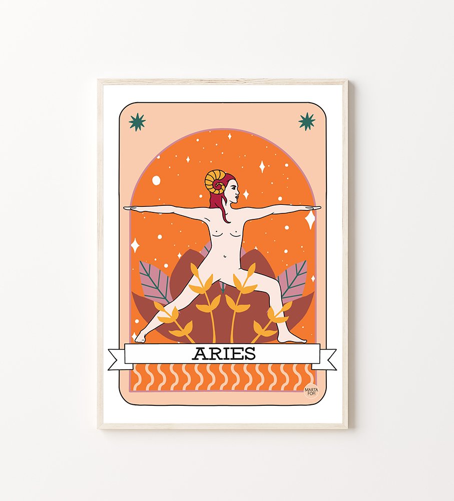 Ilustración Astro Yoga: Aries