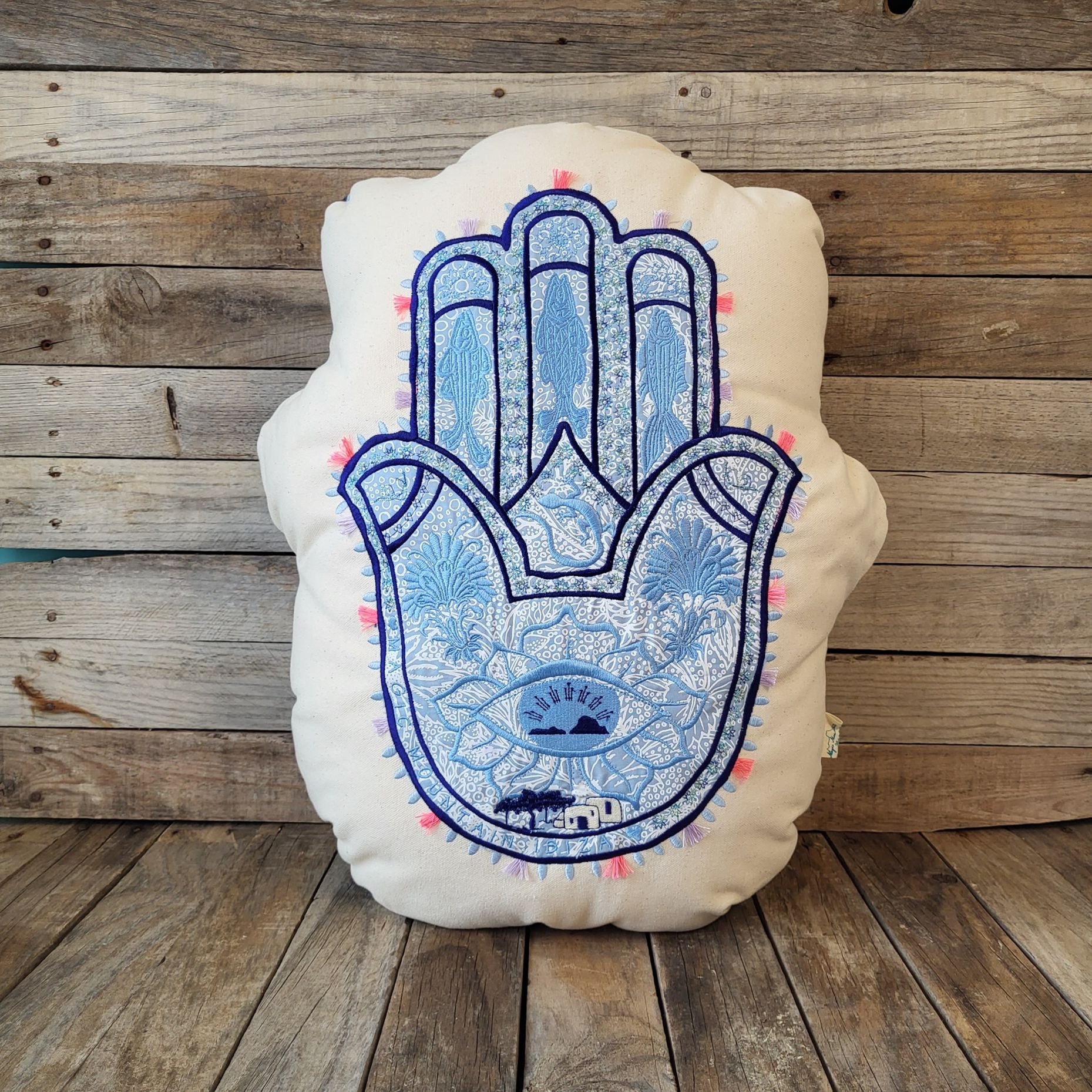 Cojin Hamsa Celeste