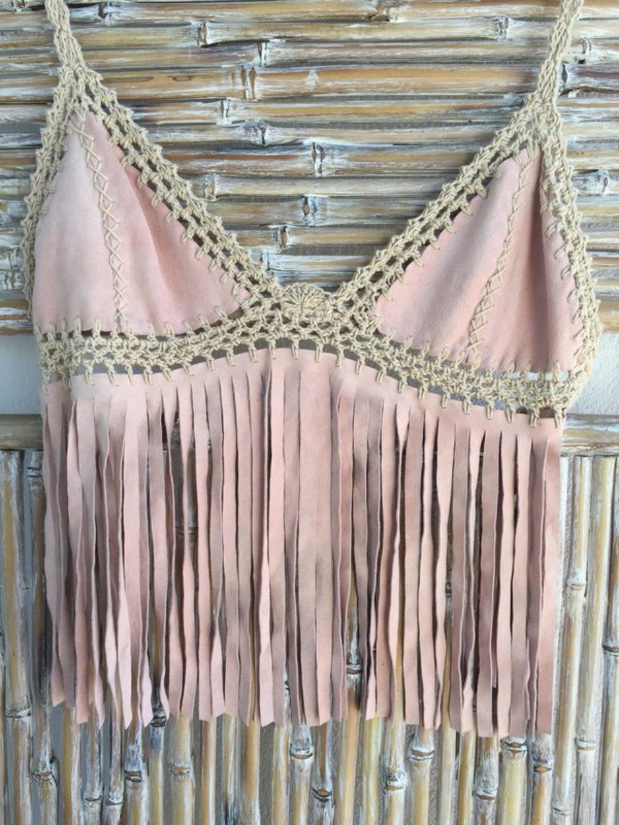 Top flecos piel y crochet
