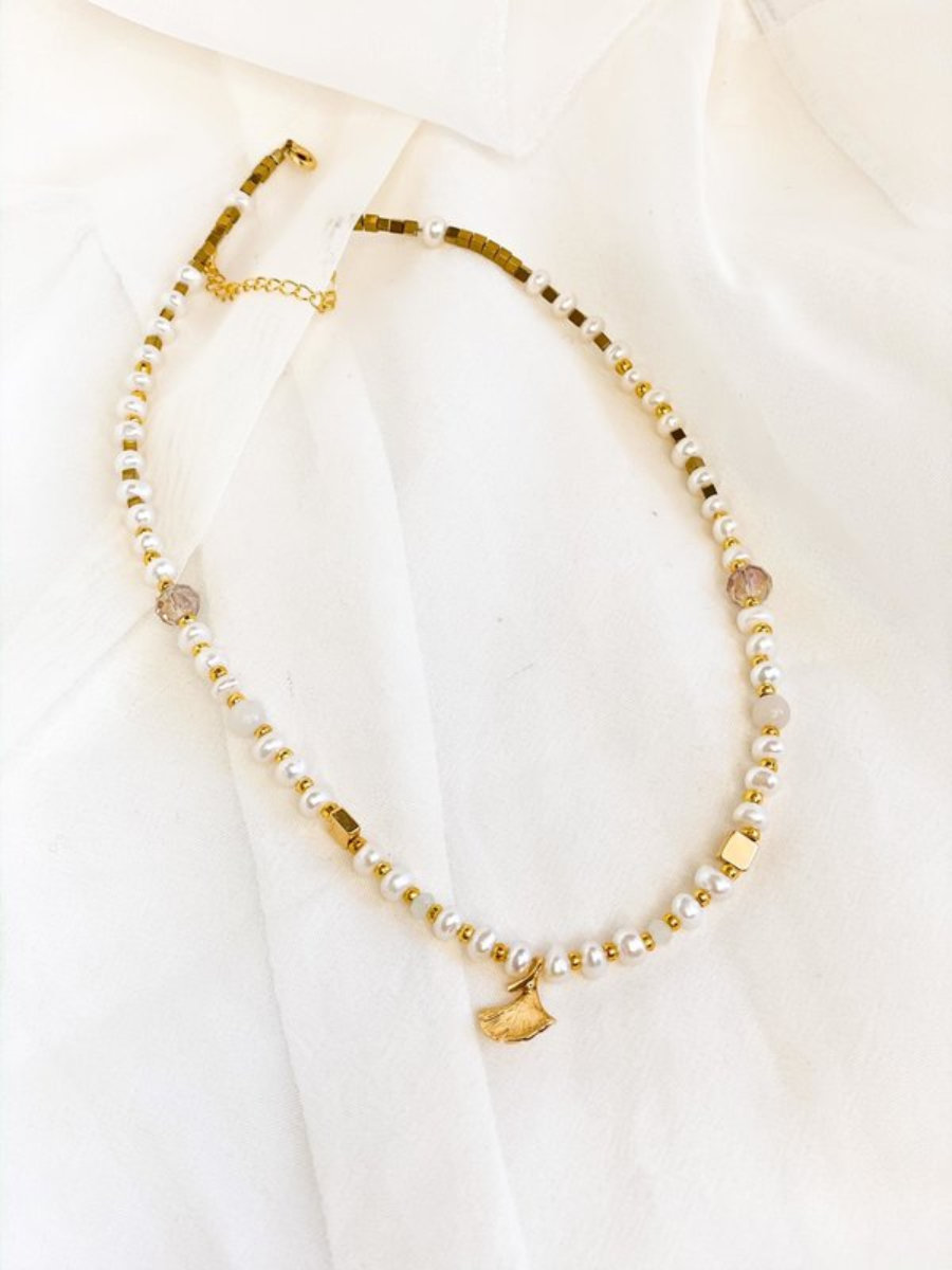 Gold plated pearl choker