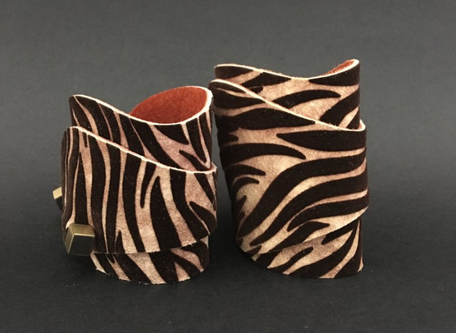 Zebra print leather bracelet