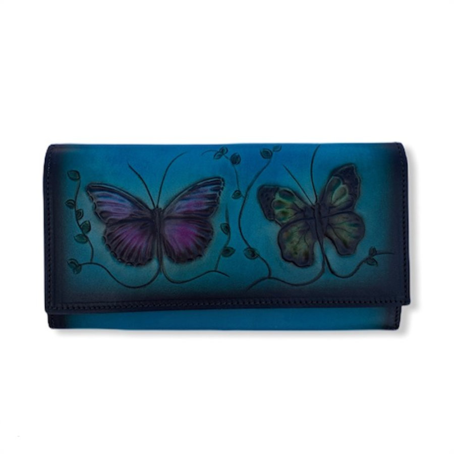 Large blue butterflies flap wallet