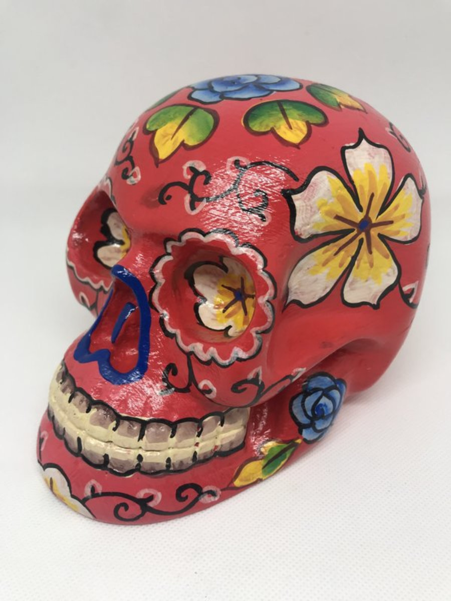 Red Flowers skull