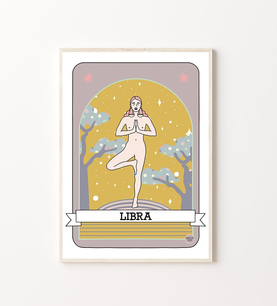Wall Art Print Zodiac Yoga: Libra