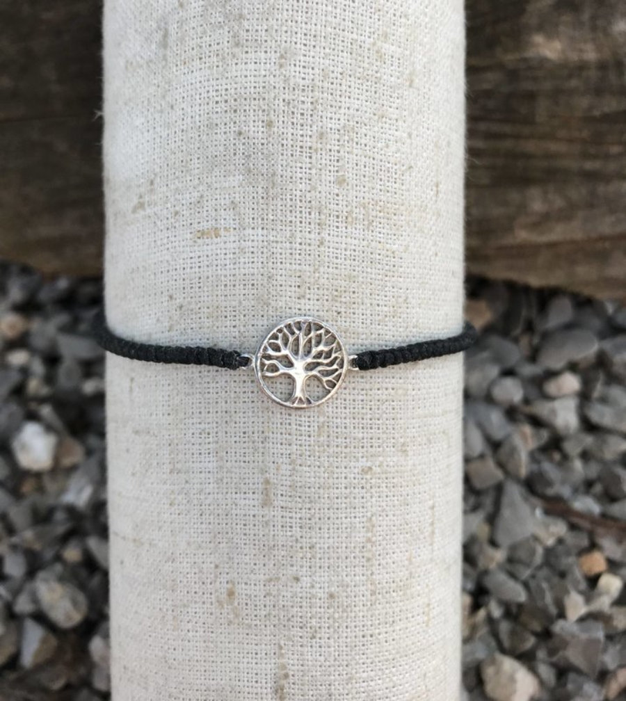 Symbols bracelet-Silver/cotton