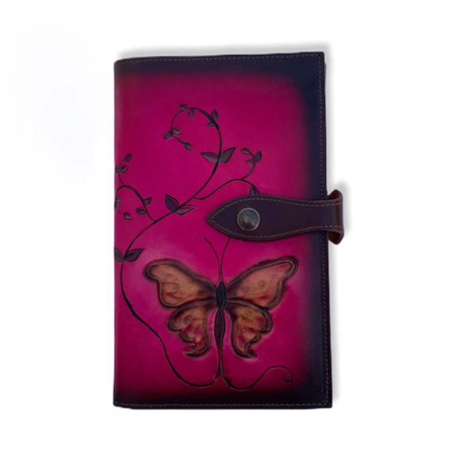 Large fuchsia butterfly click wallet