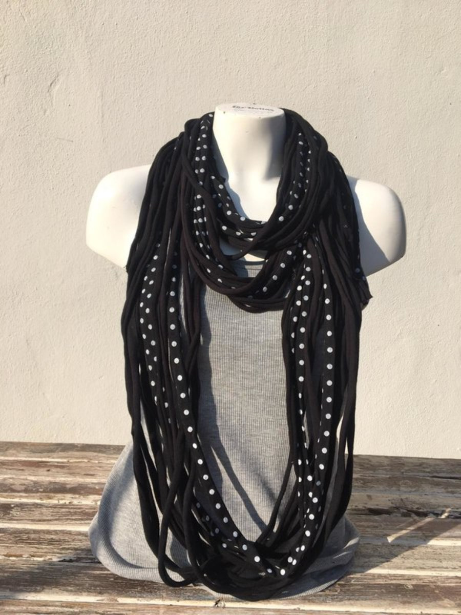 Black Scarf With White Polka Dots