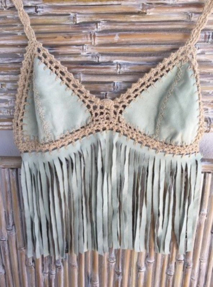 Top flecos piel y crochet