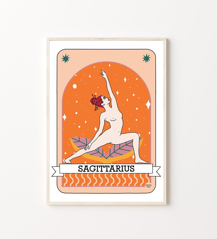 Wall Art Print Zodiac Yoga: Sagittarius