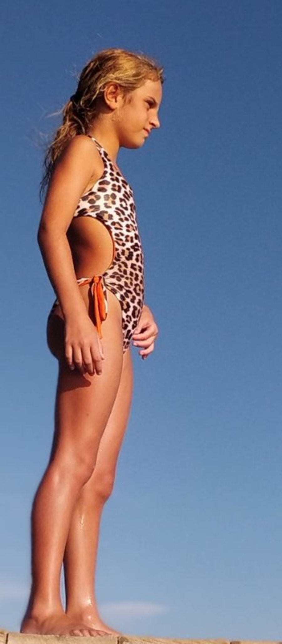 Stripy girl Trikini leopard & orange