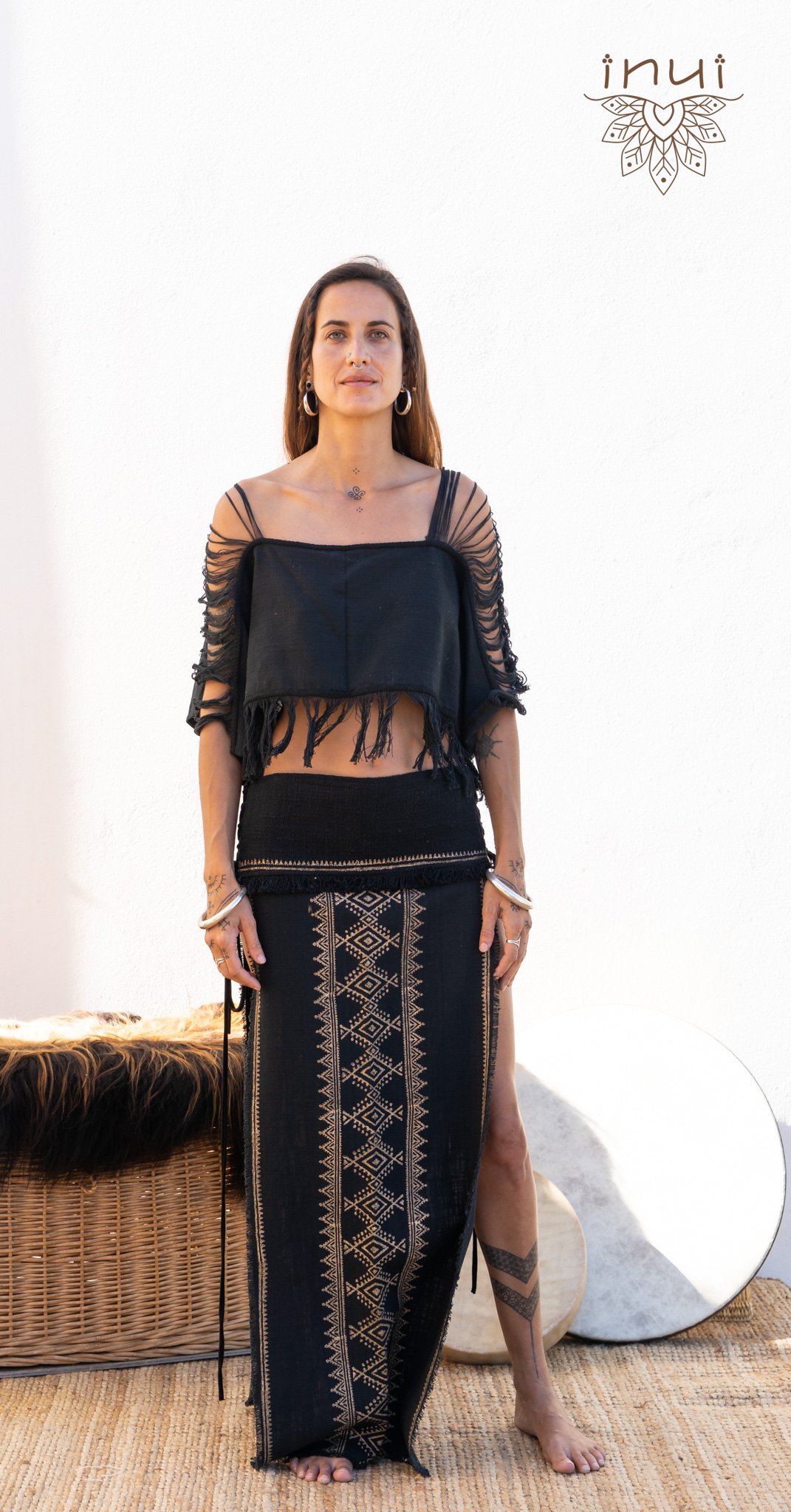 Falda Panel Con Block Print • Diseño Único • Materiales Naturales  