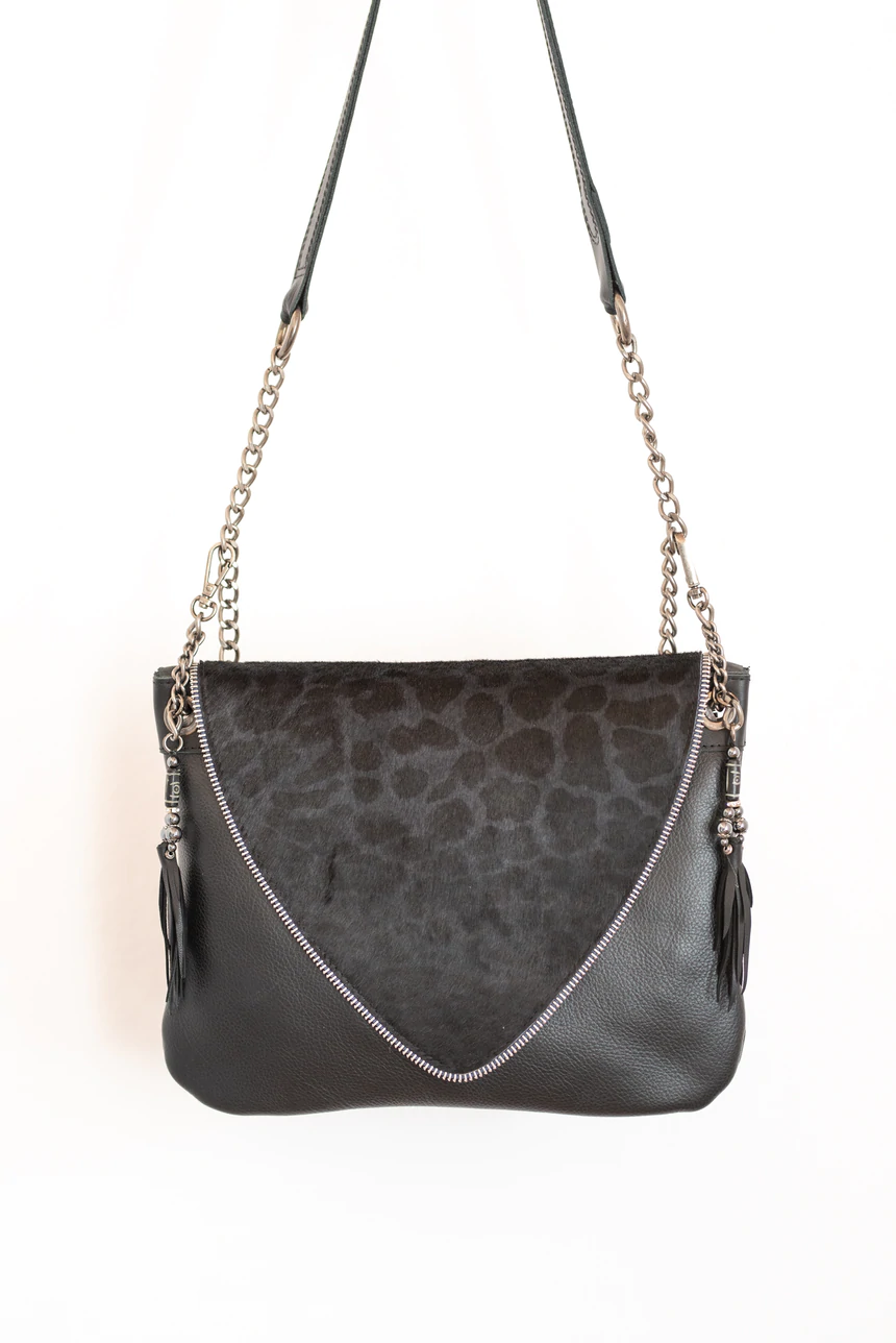 Black Leather V Handbags 