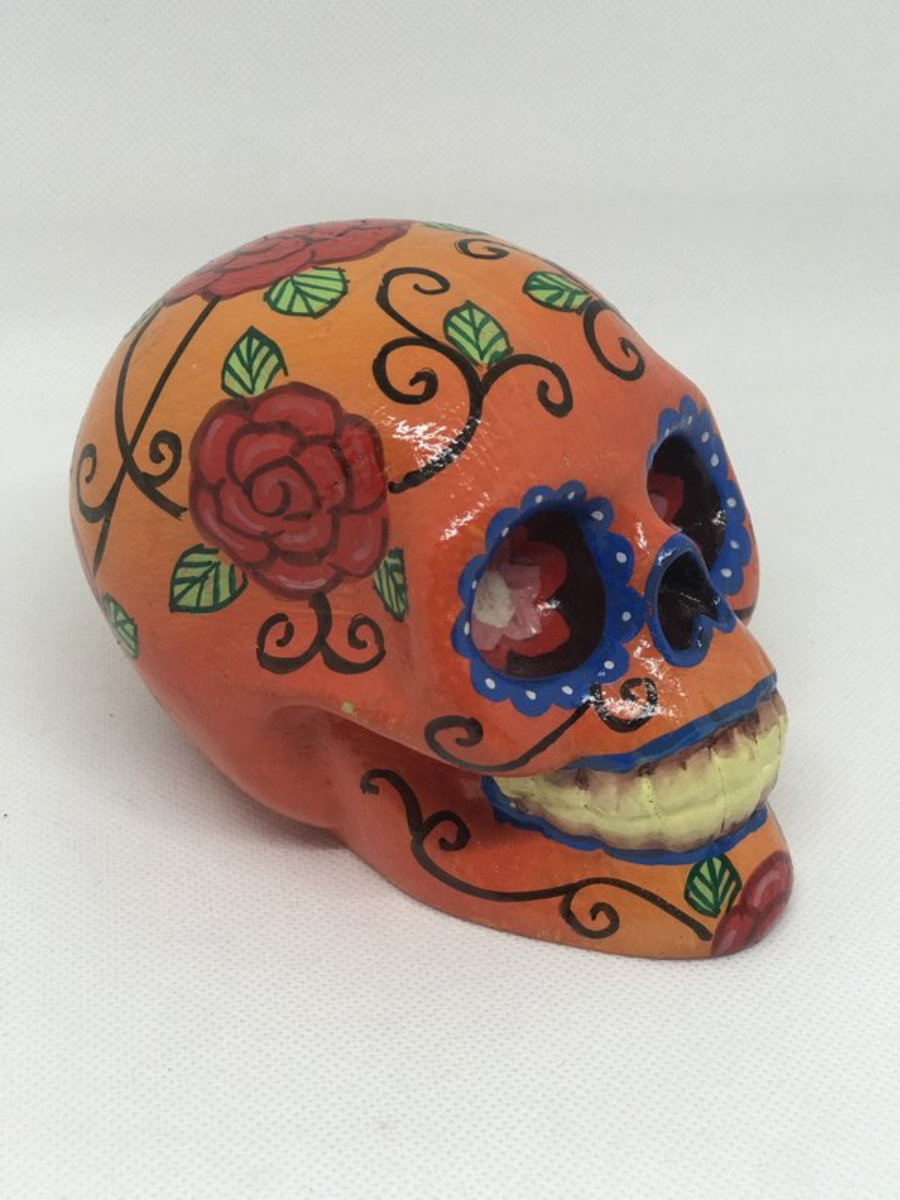 Orange skull and roses. 