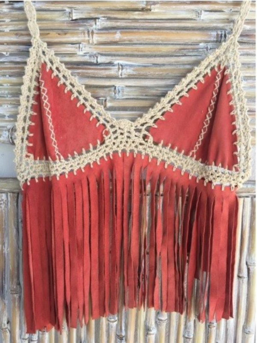 Top flecos piel y crochet
