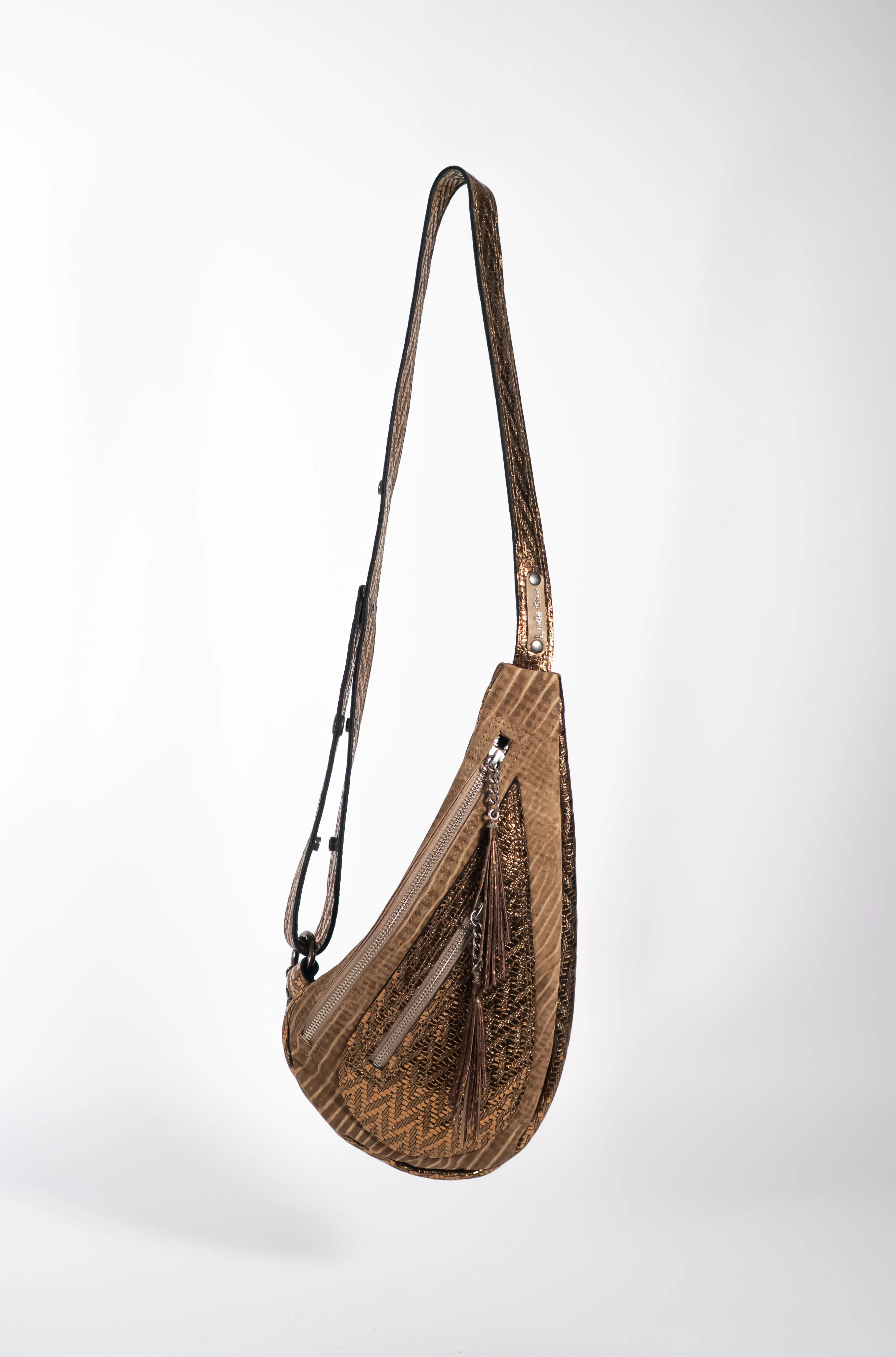 Bandolera De Piel Hecho A Mano De Color Brillante Camel 