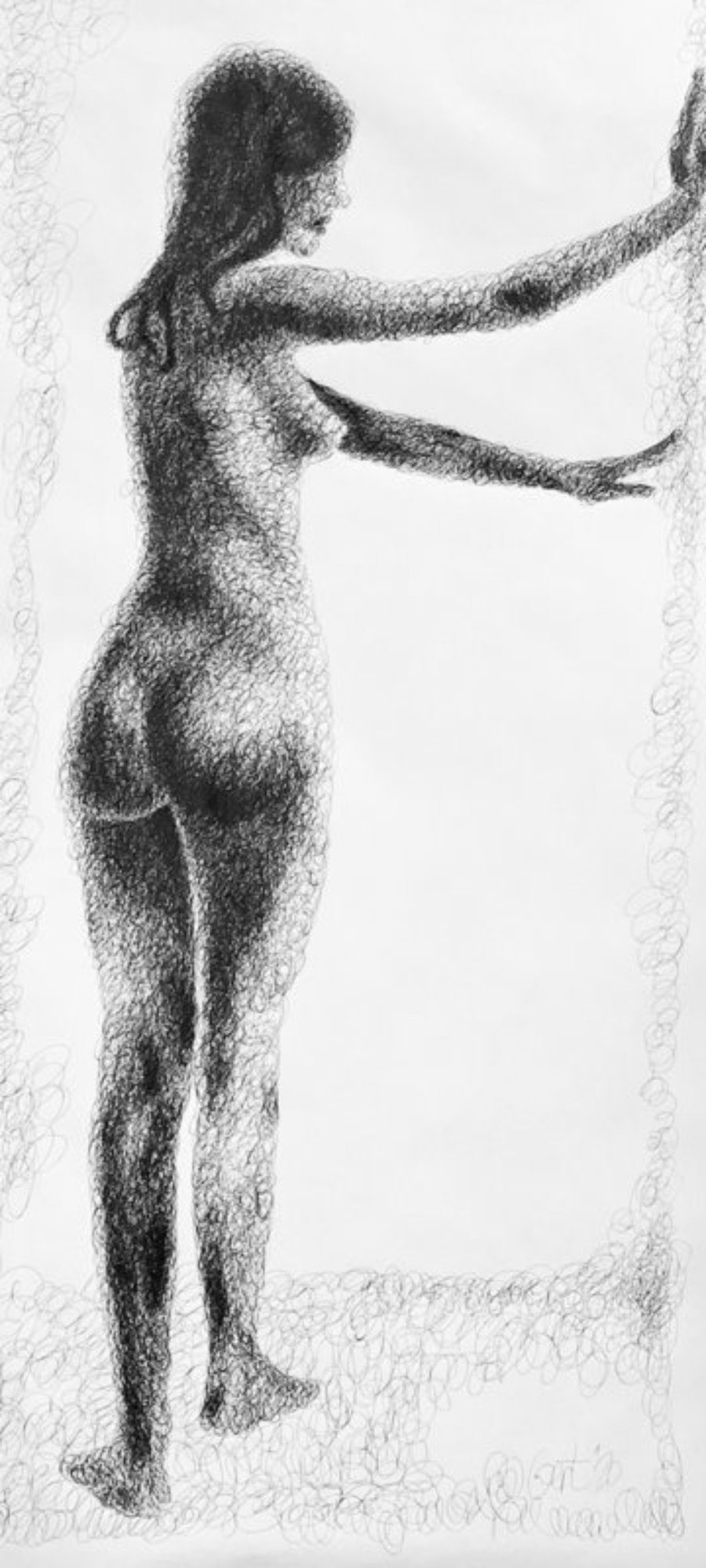 “Neus“ - female nude, ink on paper 88 x 185 cm