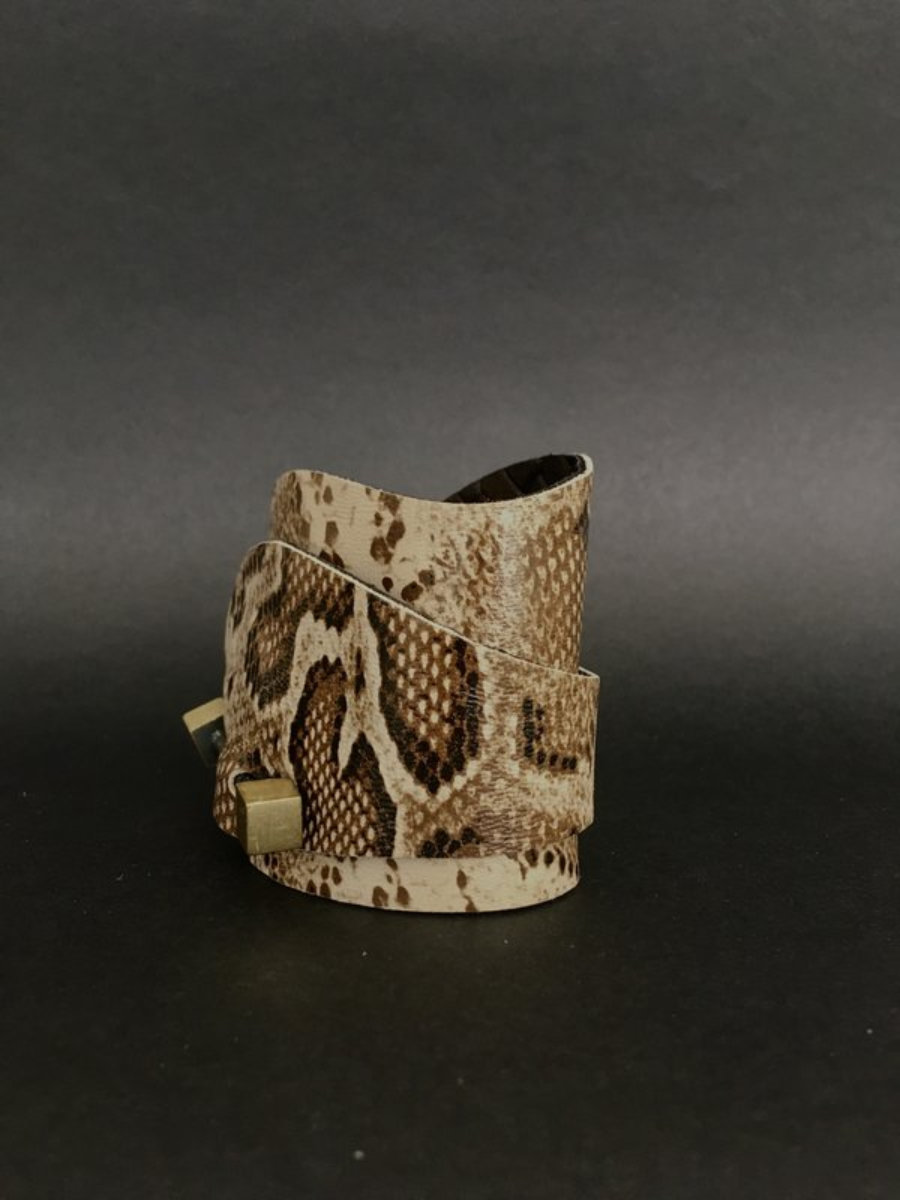 Brown Snake Leather Bracelet