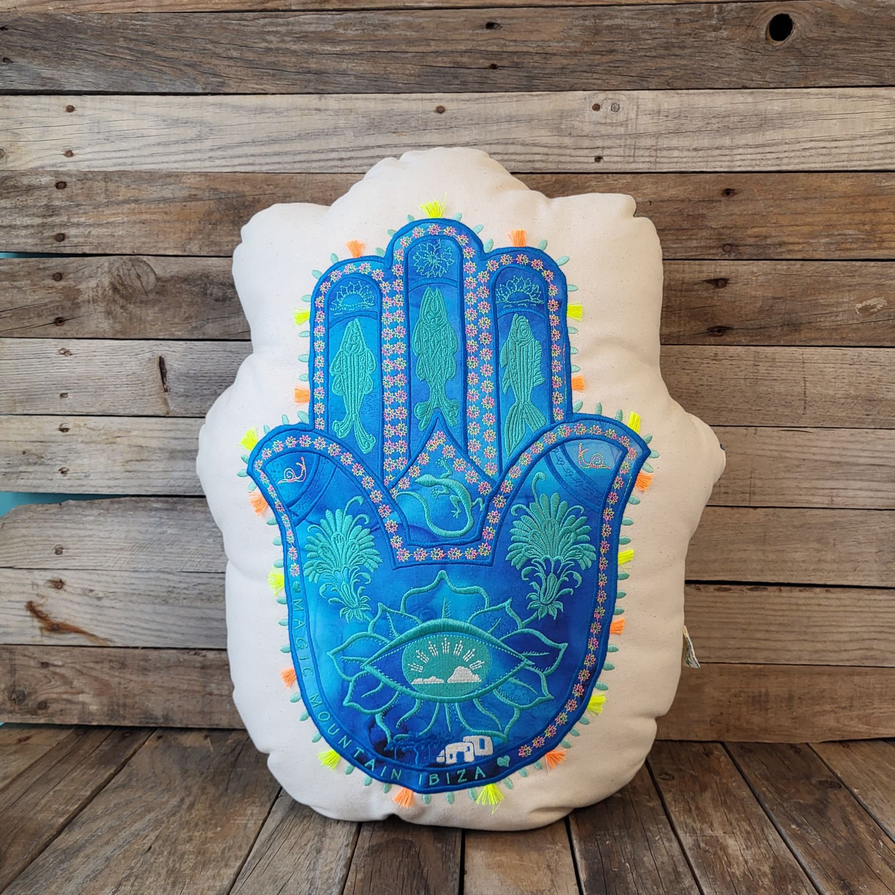 Cojin Hamsa Azul