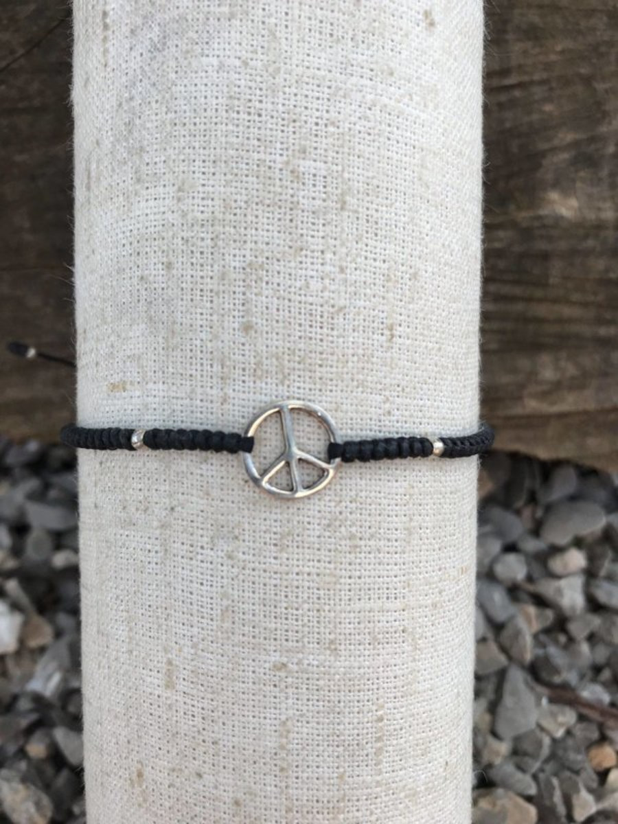 Symbols bracelet-Silver/cotton