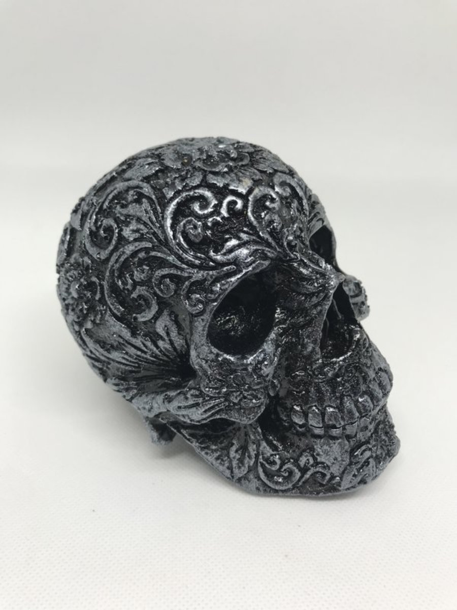 Calavera Carving 2 Negro/Plateado