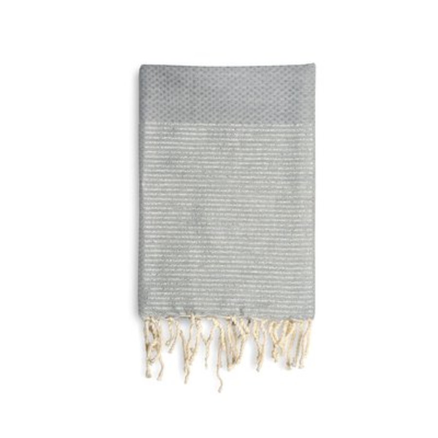 COOL-FOUTA Hammam Towel GRAY VIOLET Honeycomb Fouta with SILVER LUREX